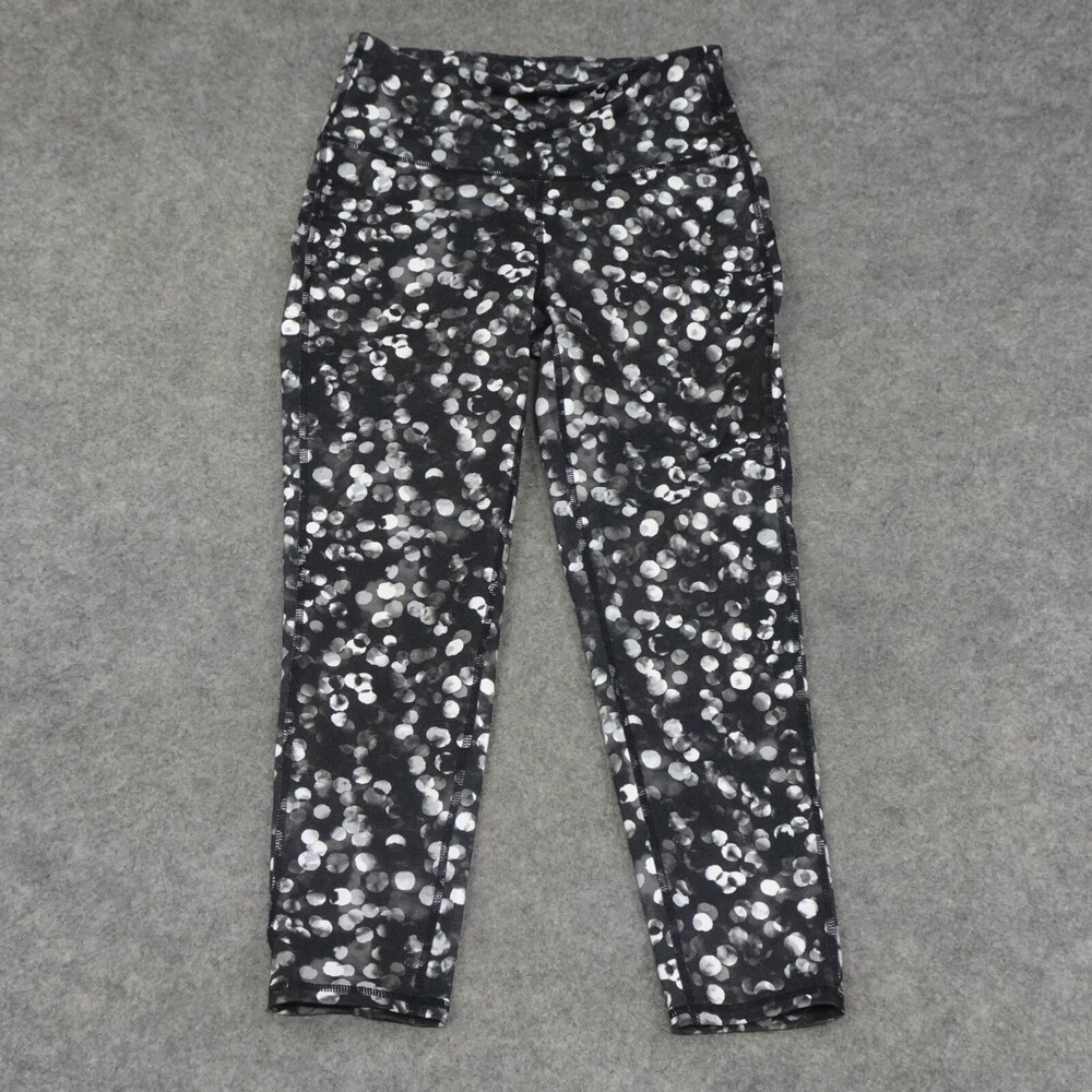 Gap Fit Leggings Womens Small Black Dots Yoga Athliesure Activewear Pants Crop